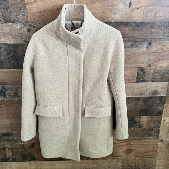 J. Crew Womens Stadium Cloth Nello Gori Wool Blend Coat Jacket Funnel Neck Sz 2 - Picture 1 of 5